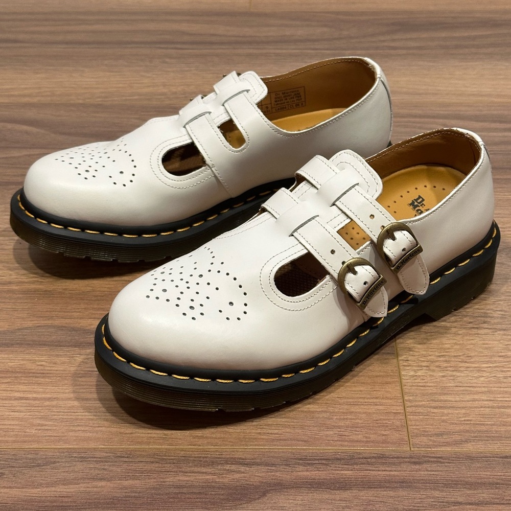 Dr. Martens White Double-Buckle Mary Jane Shoes